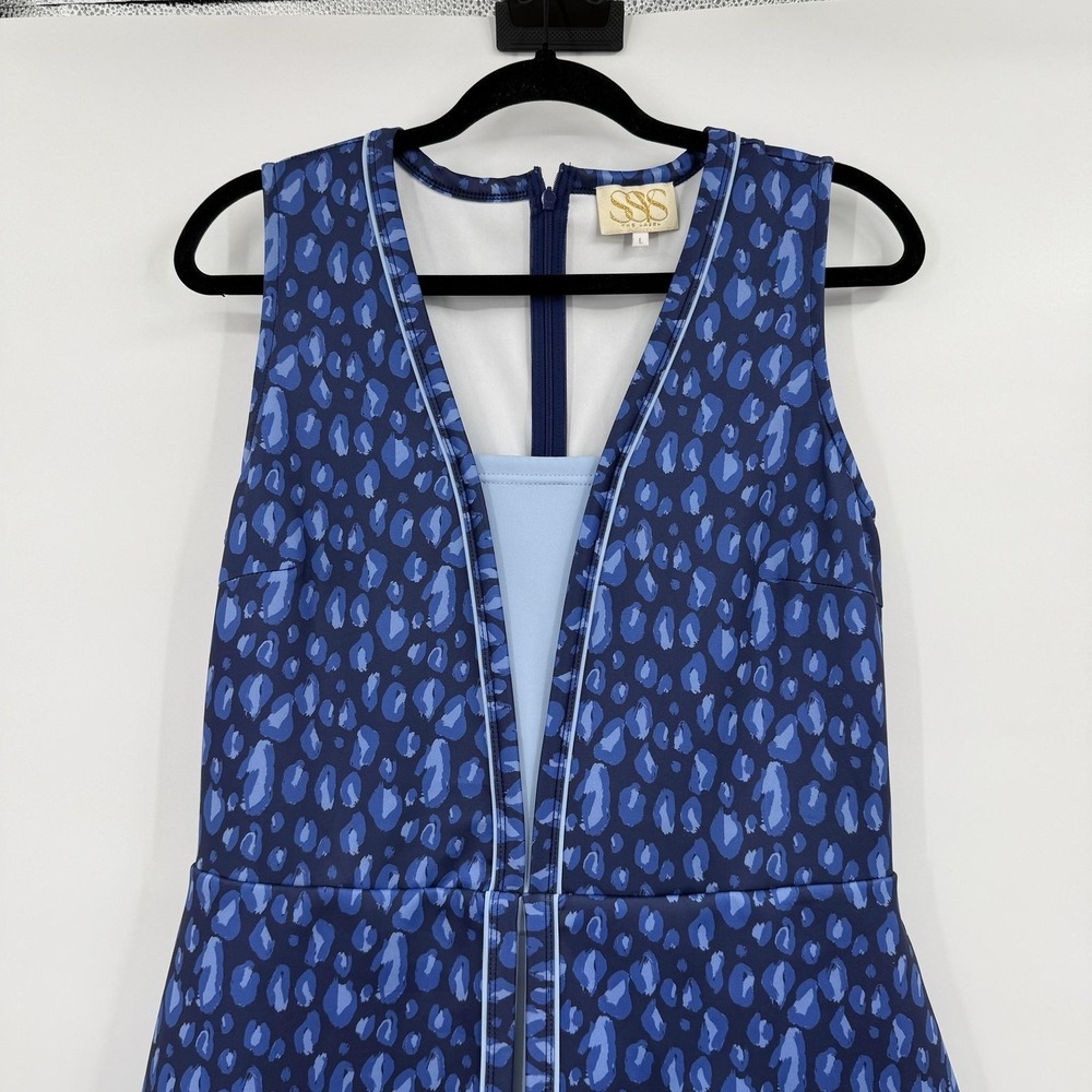 SSyS The Label Romper Dress Womens Large Blue Animal Print Tropical Vacation - Picture 3 of 12